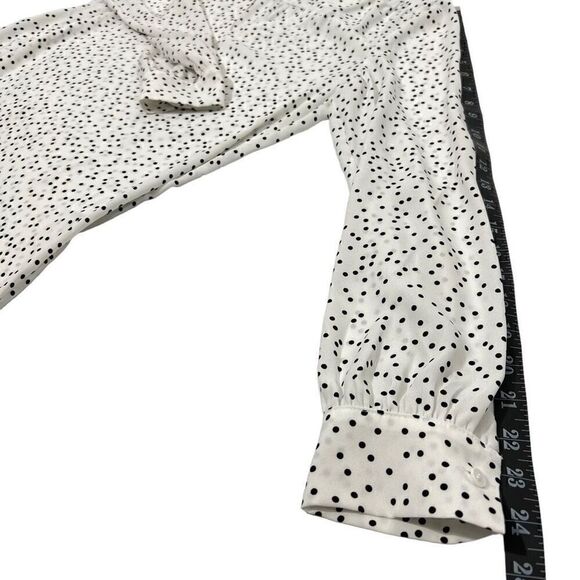 Judith & Charles Womens Size Small 6 Polka Dots Cut-Out Bow Neck Blouse Top Blac - Picture 12 of 13